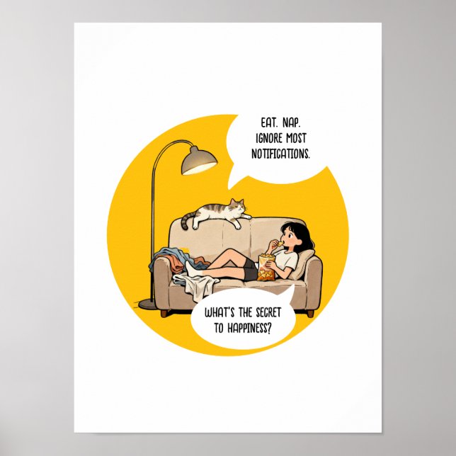 Affiche Citation d'humour pour amateur de chats drôles Int (Devant)