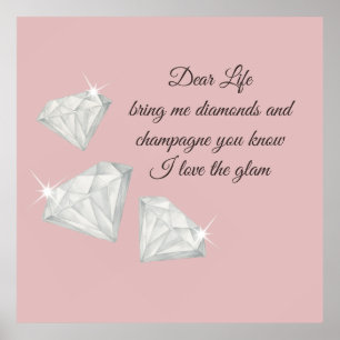 Affiche Citation Diamants & Champagne – Édition Cher La Vi