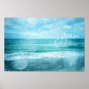 Affiche Citation Dream Beach Citations d'océan bleu Turquo