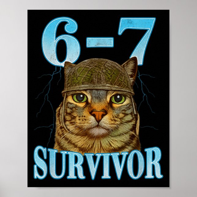 Affiche Citation drôle 67 Chat Mal au Ventre Survivant Mèm (Devant)