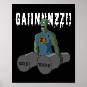 Affiche Citation Drôle Bodybuilding Gym-zombies veut un ga