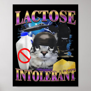 Affiche Citation drôle Chat idiot intolérant au lactose Mè