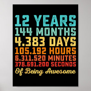 Affiche Citation drôle d'anniversaire 12 ans 12e anniversa