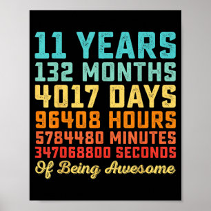 Affiche Citation drôle d'anniversaire de 11 ans 11e annive