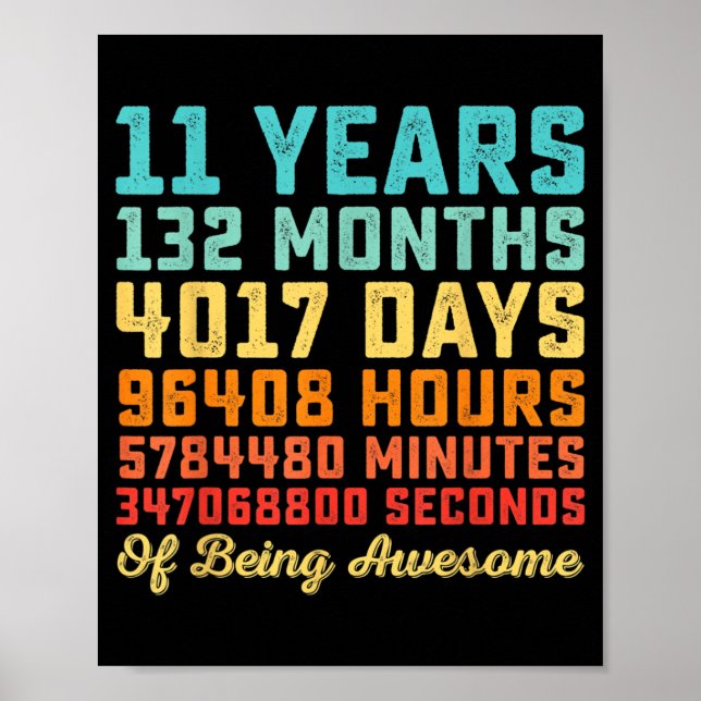 Affiche Citation drôle d'anniversaire de 11 ans 11e annive (Devant)