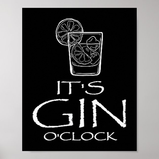 Affiche Citation drôle de Gin Tonic Oh c'est l'heure du Gi (Devant)