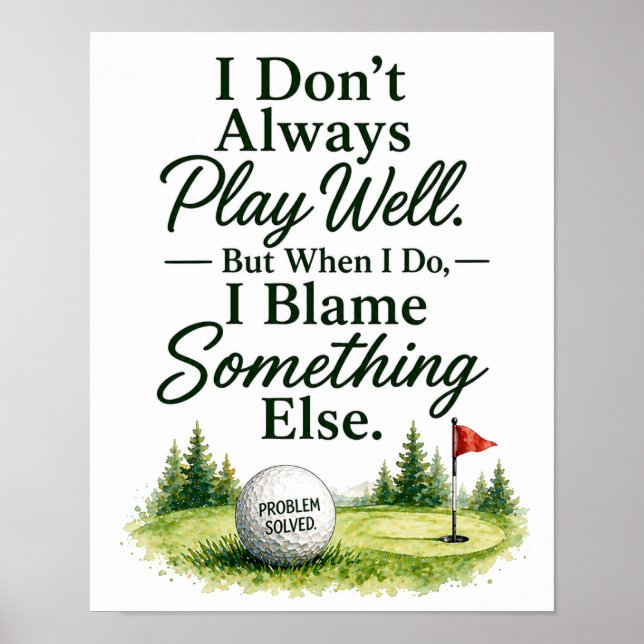 Affiche Citation drôle de golf pour golfeur (Devant)