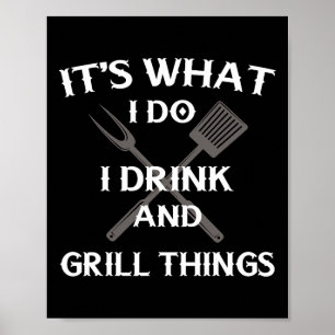 Affiche Citation drôle de grillade de BBQ pour la fête des