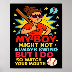 Affiche Citation drôle de maman de baseball pour le cadeau