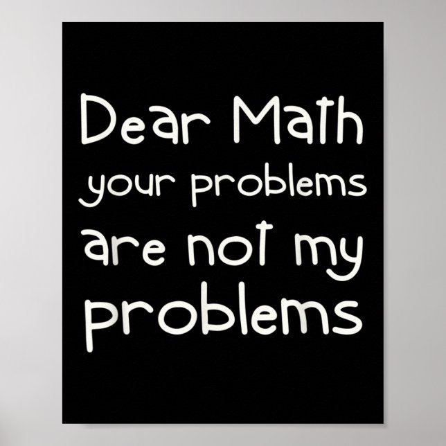 Affiche Citation drôle de maths Cher Math Pour Filles Garç (Devant)