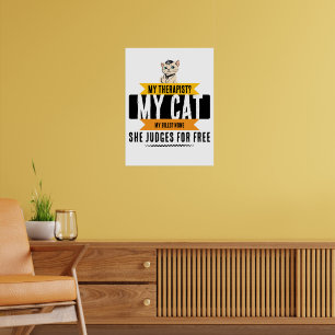 Affiche Citation drôle de thérapeute félin pour les amateu