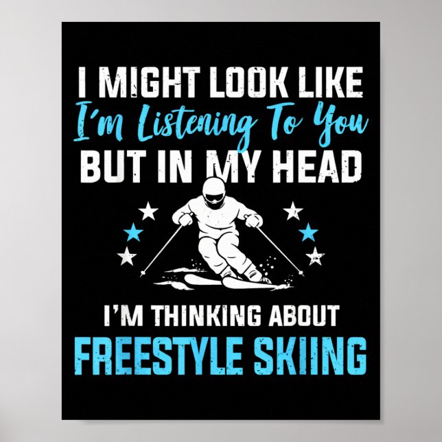 Affiche Citation drôle d'écoute de ski en liberté dans ma  (Devant)