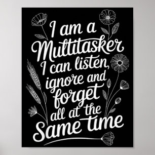 Affiche Citation drôle d'humoriste multitâche graphique sa