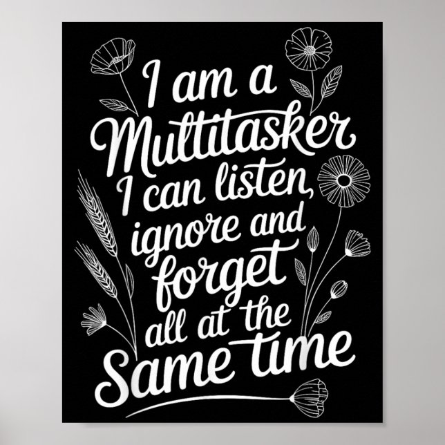 Affiche Citation drôle d'humoriste multitâche graphique sa (Devant)