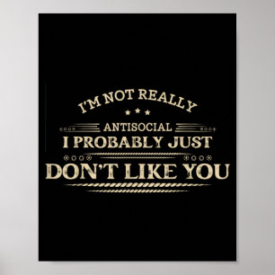 Affiche Citation drôle et sarcastique Humour d'introverti
