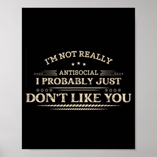 Affiche Citation drôle et sarcastique Humour d'introverti  (Devant)