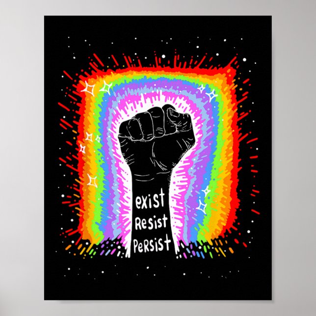 Affiche Citation Drôle Exist Resist Persist... Design (Devant)