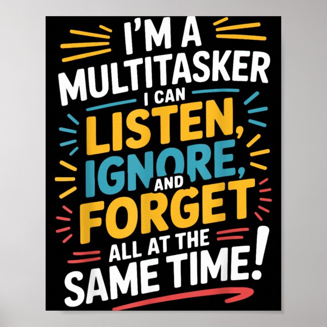 Affiche Citation drôle Humoristique Multitâche Citation dr (Devant)