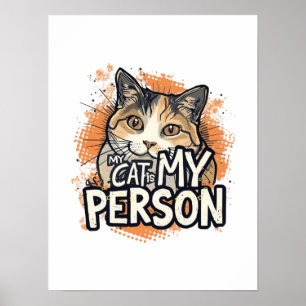 Affiche Citation drôle pour amateur de chat Cadeau Mon Cha