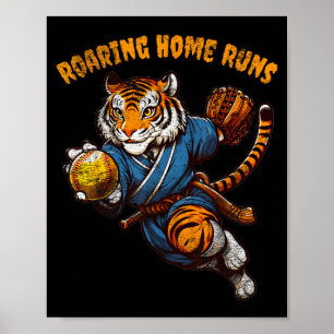 Affiche Citation drôle Rugissant Balle de Home Run Rétro A