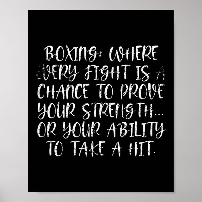 Affiche Citation Du Défi De Force De Boxe Pour Les Combatt (Devant)