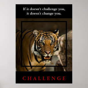 Affiche Citation du défi de motivation du tigre sauvage