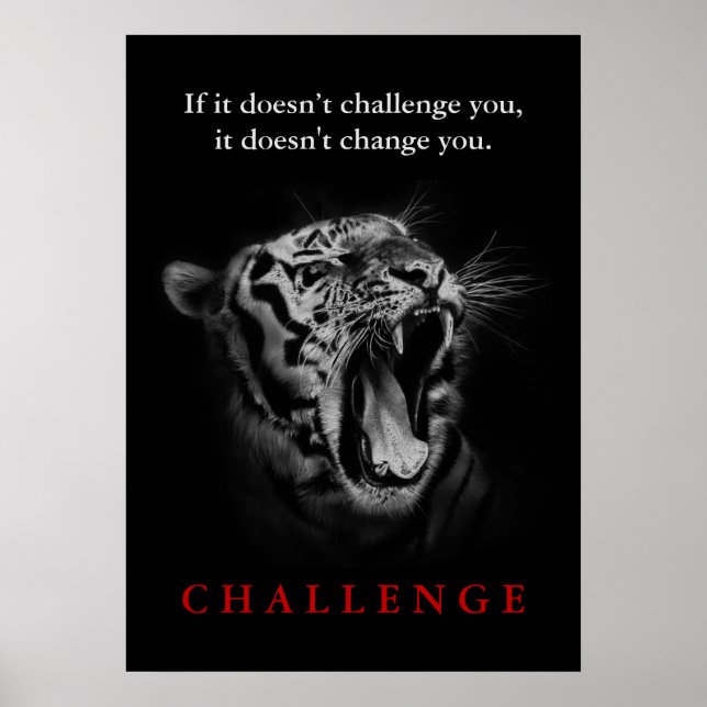 Affiche Citation du défi de motivation du tigre sauvage (Devant)