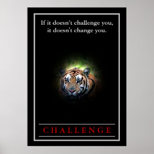 Affiche Citation du défi de motivation du tigre sauvage