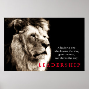 Affiche Citation du leadership motivationnel du lion