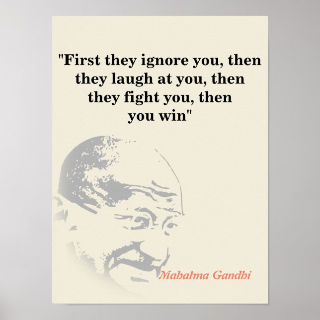 Affiche Citation Du Mahatma Gandhi Sur La Victoire (Devant)