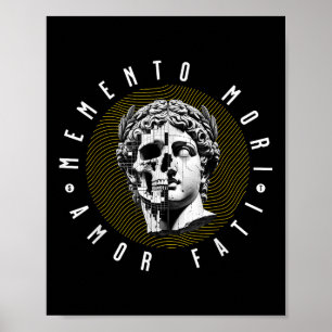 Affiche Citation du stoïcisme crânien Memento Mori Amor Fa