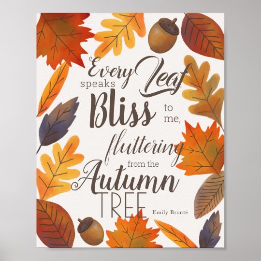 Affiche Citation Emily Bronte D Automne De Feuille Zazzle Fr