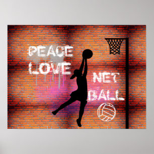Affiche Citation en Netball de Graffiti Peace Love
