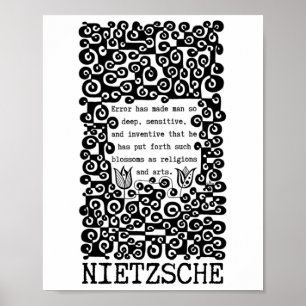 Affiche Citation ERROR noir et blanc de Nietzsche