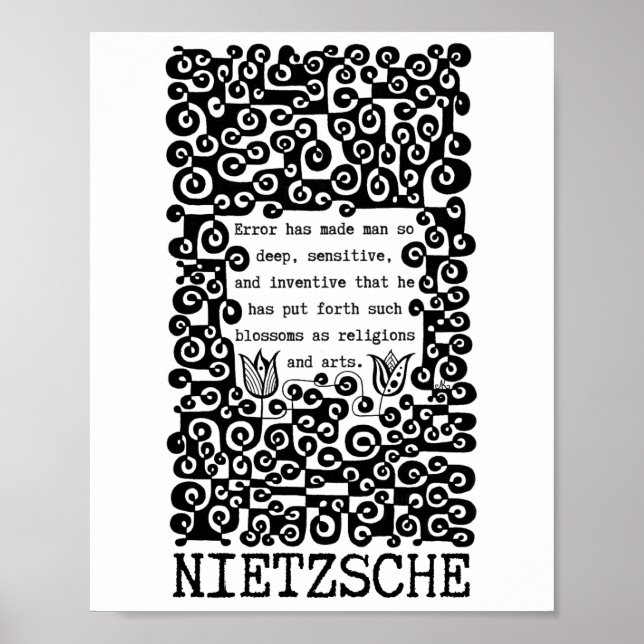 Affiche Citation ERROR noir et blanc de Nietzsche (Devant)