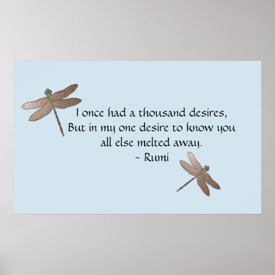 Affiche Citation Et Libellule Des Desirs De Rumi Zazzle Fr