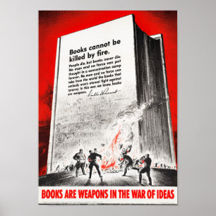 Affiche Citation FDR Sur La Brûlure Du Livre - 2ÈME GUERRE