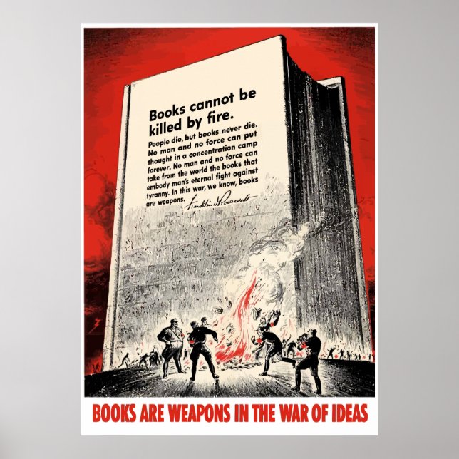 Affiche Citation FDR Sur La Gravure Des Livres — Frontière (Devant)