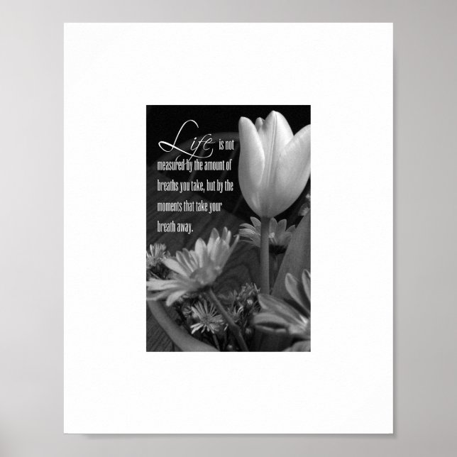 Affiche Citation florale noire et blanche (Devant)
