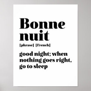 Affiche Citation française d'inspiration Bonne nuit Bonne 