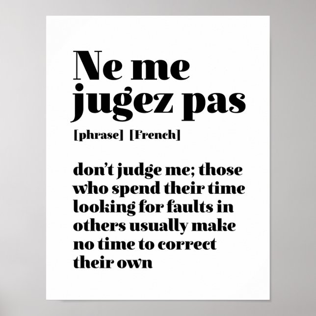 Affiche Citation française inspirée Ne me jugez pas (Devant)
