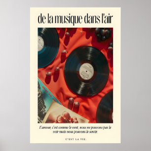Affiche Citation Française Vinyle Art Print Musique Rétro
