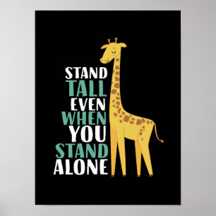 Affiche Citation Giraffe Inspirationnelle Stand Haut Même