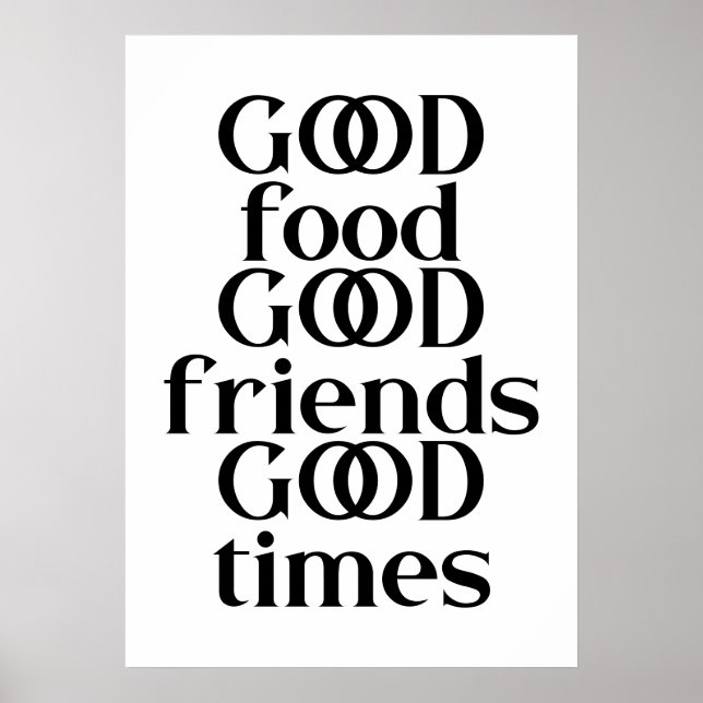 Affiche Citation Good Food Friends & Times | Couleur modif (Devant)