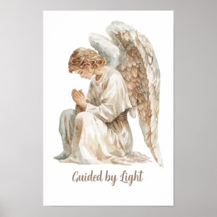 Affiche Citation guidée par la lumière Ange aquarelle 