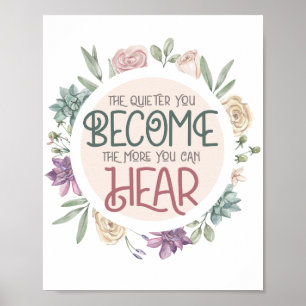 Affiche Citation Inspirante Couronne Florale Pastel