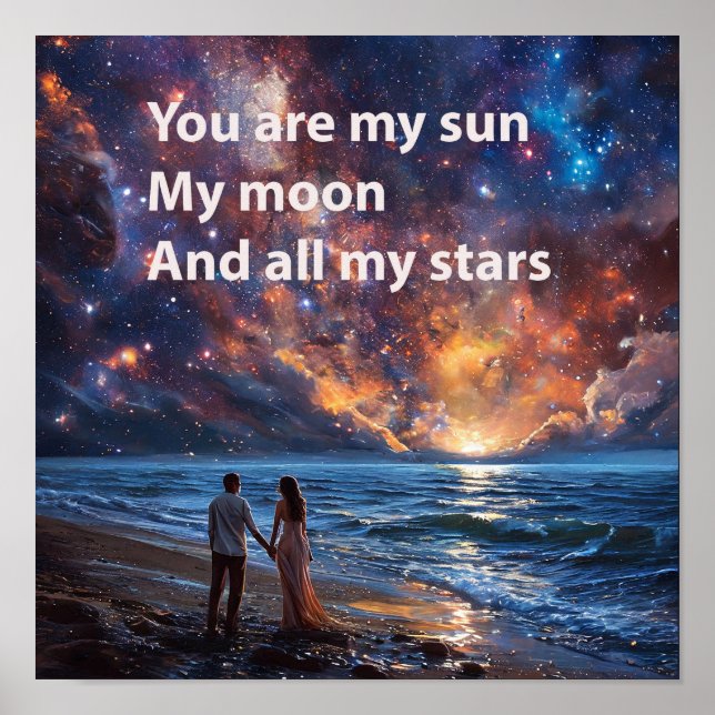 Affiche 💕 Citation Inspirante d'Amour de Couple Océanique (Devant)