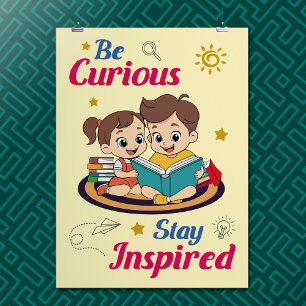 Affiche Citation Inspirante de Curiosité de Dessin Animé M