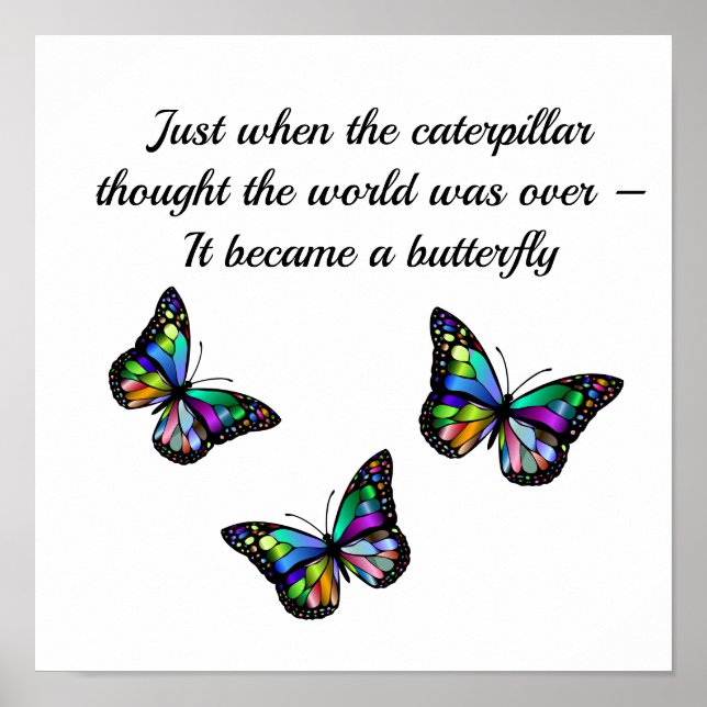 Affiche Citation Inspirante de Motivation Papillon (Devant)
