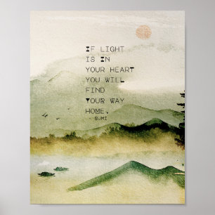 Affiche Citation Inspirante de Rumi sur Paysage Aquarelle
